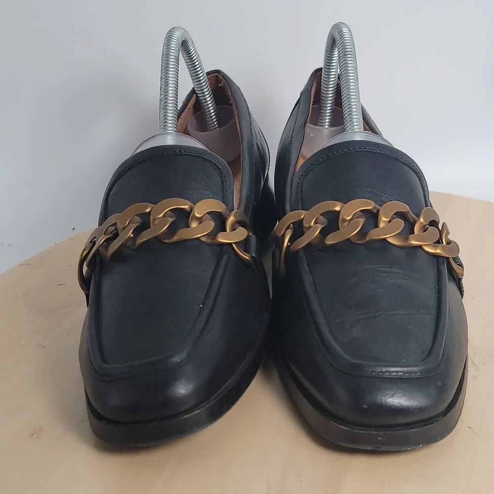 Vionic Women's Leather Chain Loafers Mizelle Black Size 8